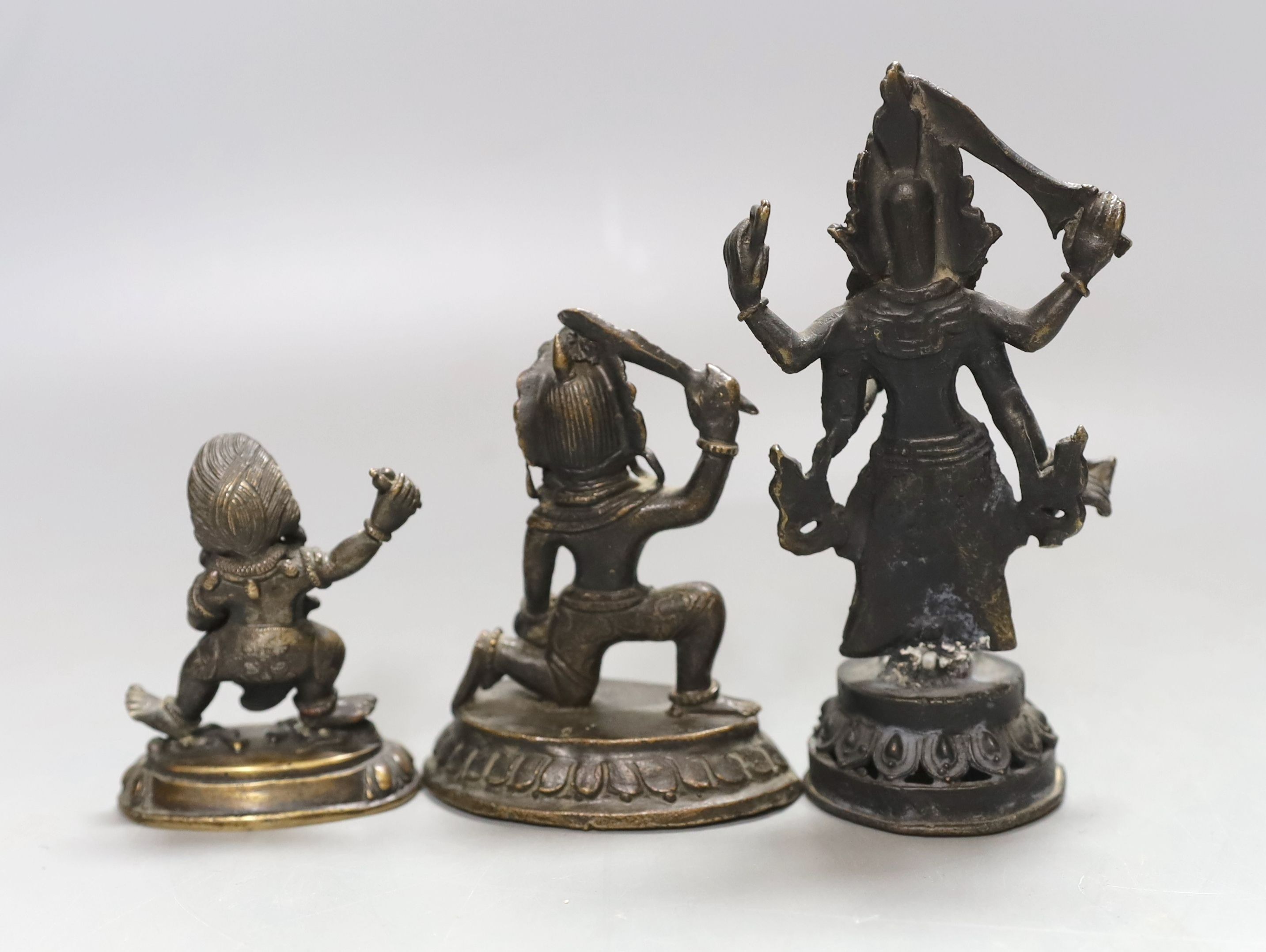 Three Indian bronze figures of Buddhist deities - tallest 14cm